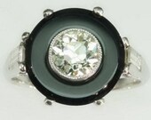 Art Deco diamond engagement ring platinum French jet Great Gatsby Glamour