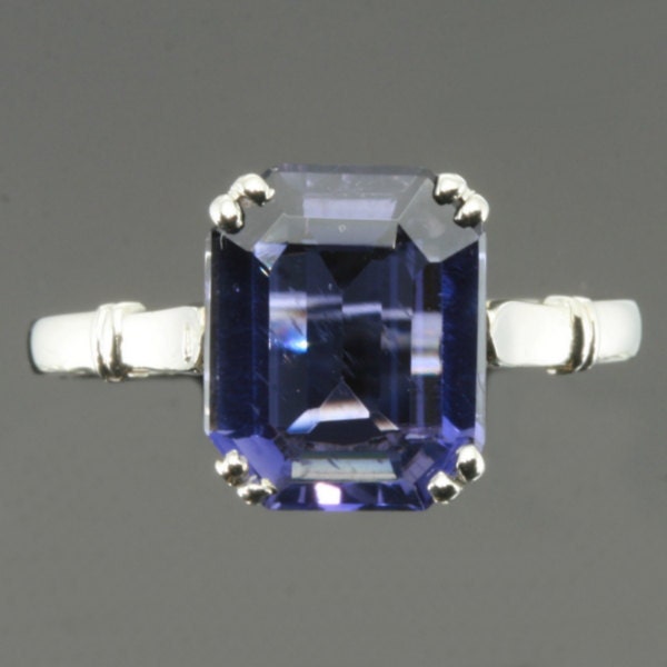 RESERVED Belle Epoque water sapphire engagement ring 18k white gold French jewelry