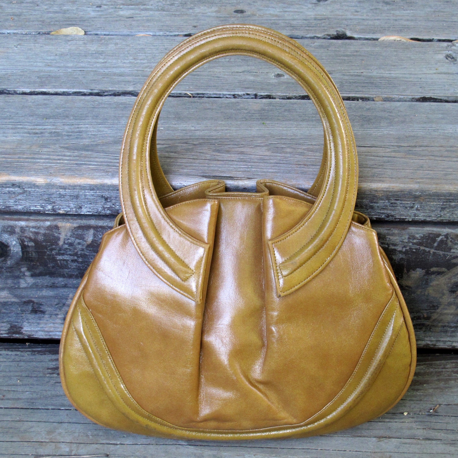 vintage purse by Lou Taylor with attached swivel mirror