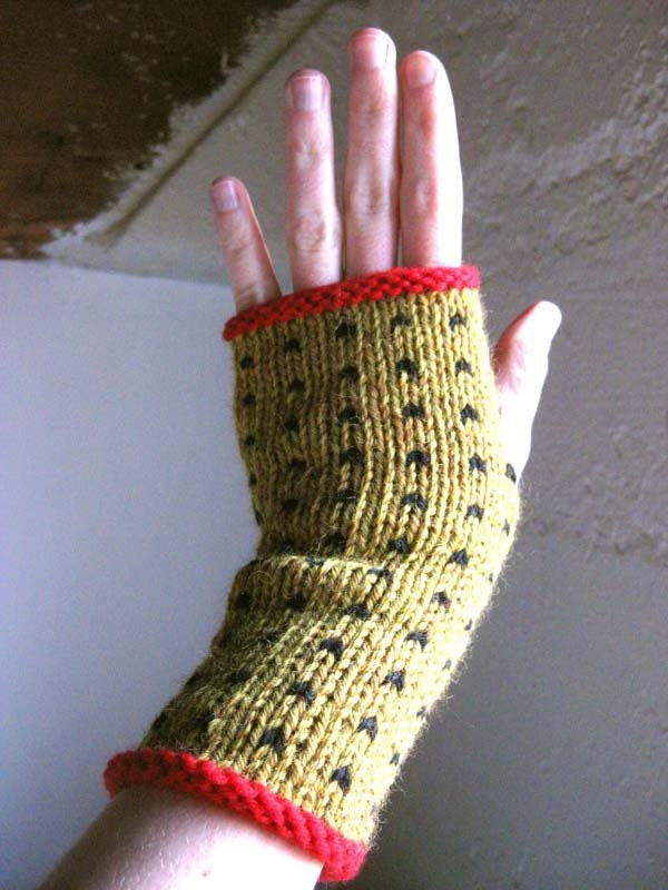 Mustard and Black Pepper Polka Dot Wrist Warmers