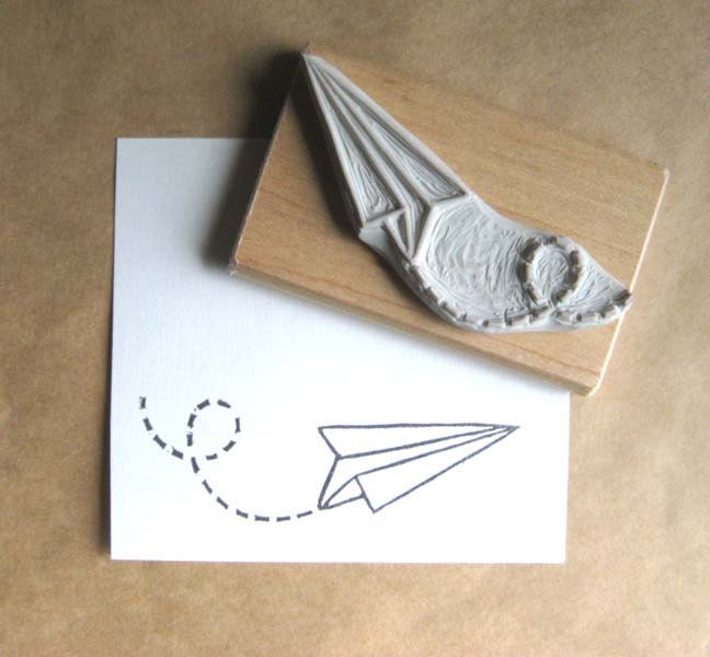 Paper Plane Air Mail Hand Carved Stamp