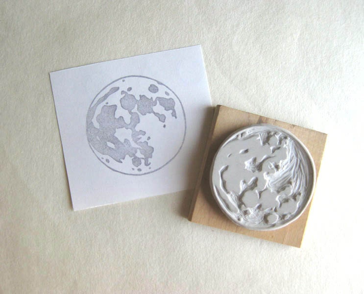 Full Moon - Large Hand-Carved Rubber Stamp