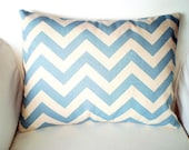 Decorative Pillow Throw Pillow Cushion Cover 12 x 16 Lumbar Village Blue Natural Zig Zag Chevron BOTH SIDES