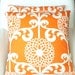 Decorative Pillow Accent Pillows Throw Pillow Cushion Covers Orange Cream Fun Floret Mod Large Floral BOTH SIDES - Pair of Two 16 x 16