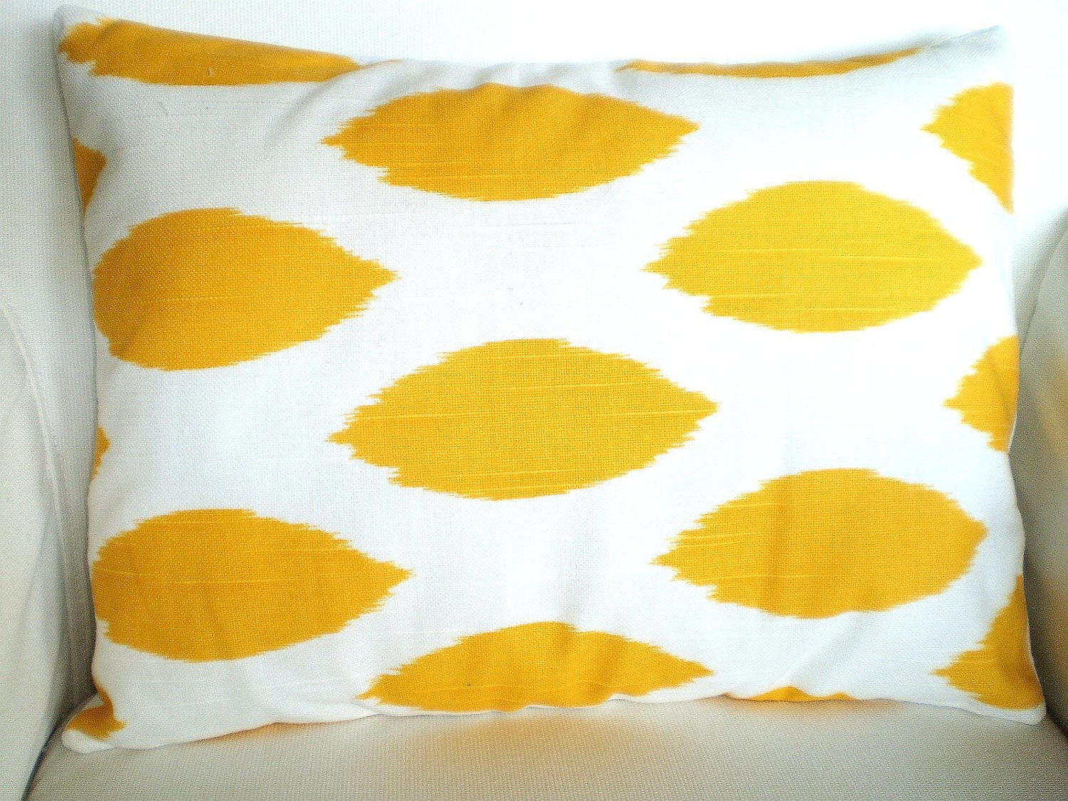 Cushions Lumbar Pillows Decorative Pillows Throw Pillow Cushion Cover Yellow White Ikat BOTH SIDES -One 12 x 16