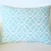 OUTDOOR Throw Pillow Decorative Pillows Accent Pillows Cushion Cover 12 x16  Lumbar Aqua Cream Lovely Lattice Waverly BOTH SIDES