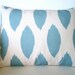 Decorative Pillows Lumbar Throw Pillow Cushion Covers Village Blue Natural Cream Oval Ikat Horizontal BOTH SIDES - One 12 x 16
