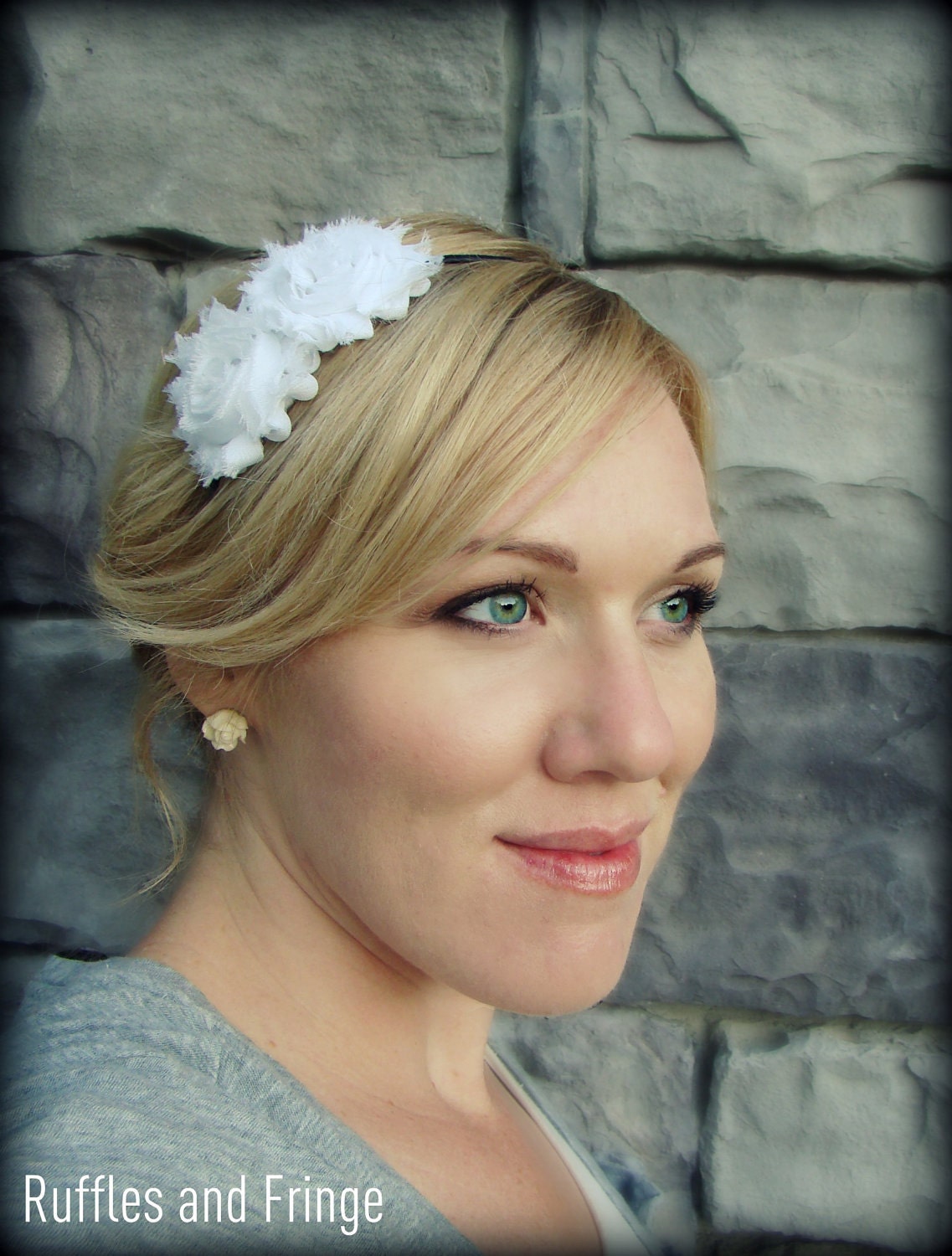 White Headband for Adults-Shabby Chic Headband for Women and Girls