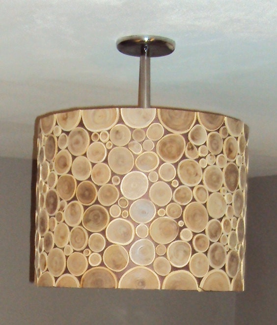 Beautiful One-of-a-Kind light fixture made with wooden medallions