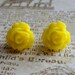 Set of 3 Yellow Earrings, Cabochon and Covered Button Earrings