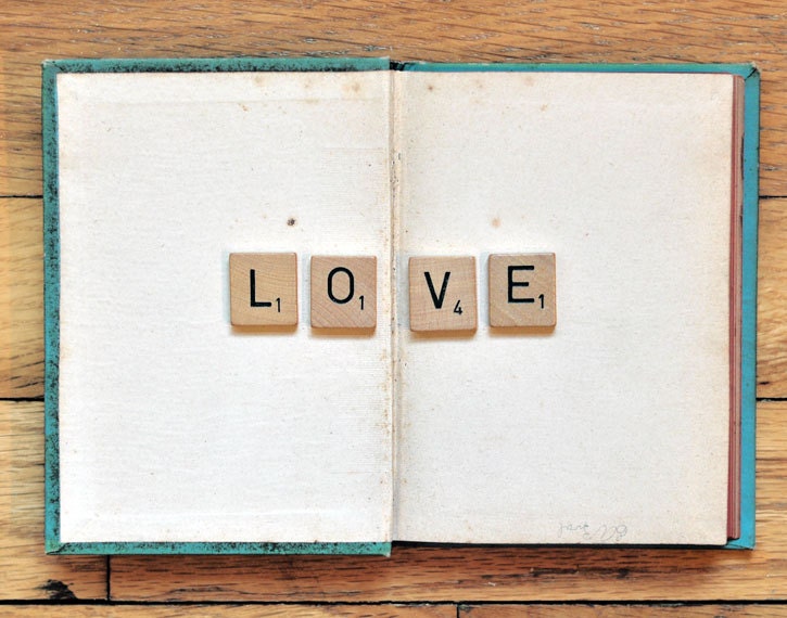 Scrabble Tile Photo, Book Love, 8x10 Print, Still Life Photoraphy,  Minimal, Whimsical, Message, Fine Art Photo