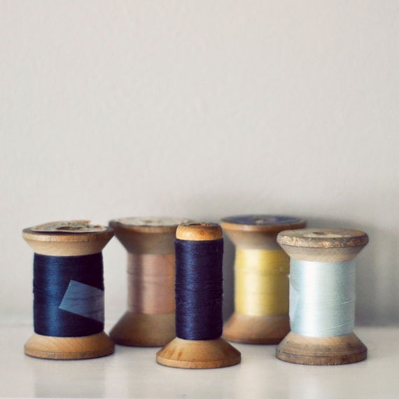 Still Life Photograph,Thread, 8x8 Print, Neutral Color, Beige, Brown, Navy, Craft Room Art, Minimal, Modern Photography