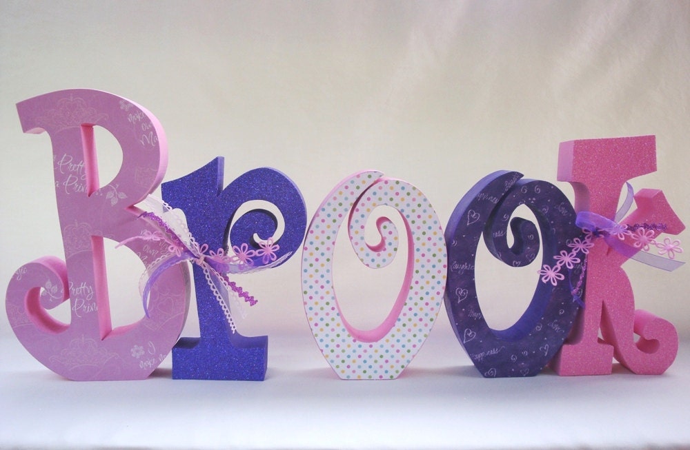 Custom Wood Letters, Baby Girl Wooden Letters, Wooden Nursery Letters, Baby Shower, Wedding, Custom for your decor Set of 5