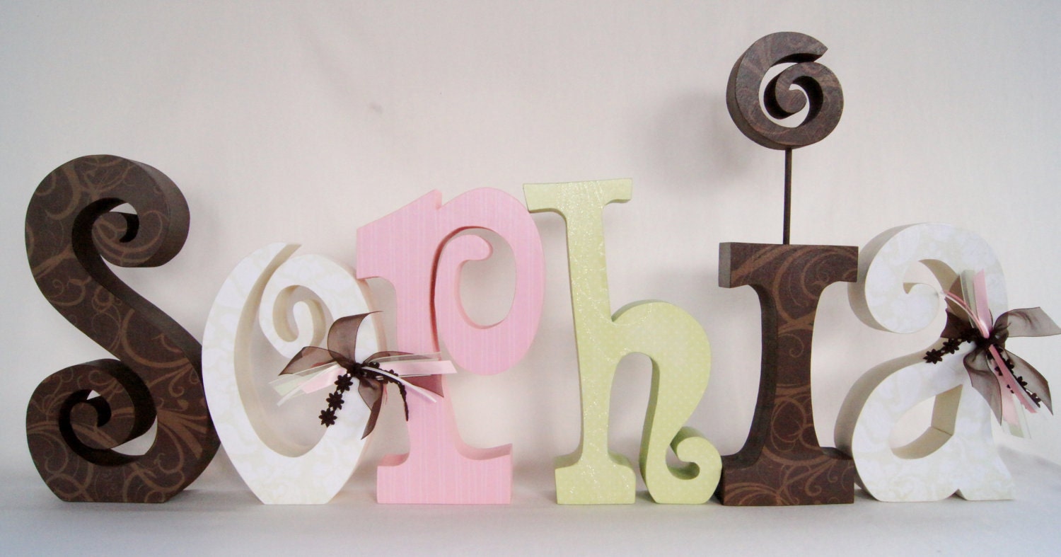 Child's Room Decor, Name Letters, Custom Wood Letters, Free Standing, Personalized for you Set of 6