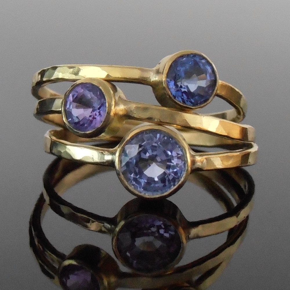 Sapphire and 18K Gold Stack Ring Set