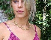 Gold Wire Knit Pearl Bridesmaid Choker Wedding Party Gifts Feminine tangled gold ivory champagne amber gold crystals