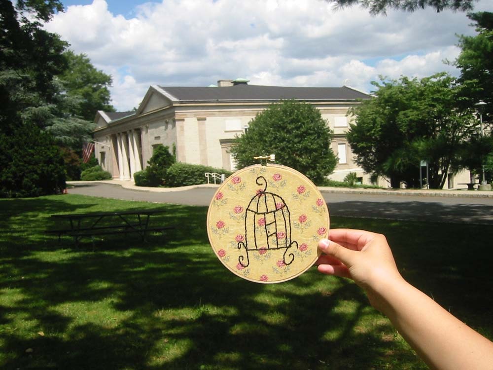 Aunt Bella's Bird Cage- Embroidery Hoop Wall Art