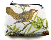 Zipper Pouch- 1976 Repurposed Vintage Calendar Tea Towel- Put A Bird On It