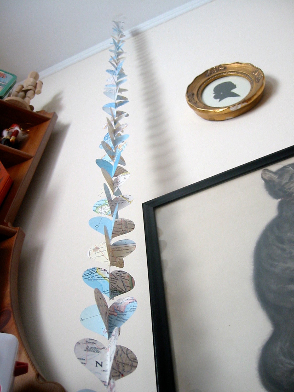 Extra Long- 60 Inches- Map Heart Garland- Repurposed Vintage National Geographic Atlas