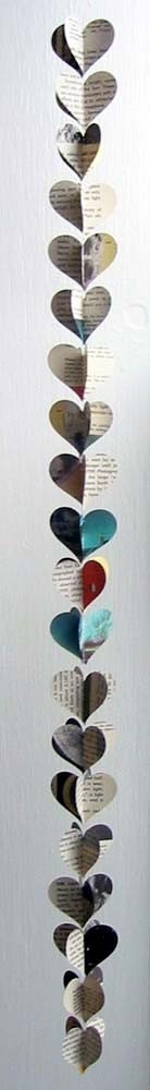 Celestial- Heart Garland- Paper Decoration- Vintage Sky Field Guide