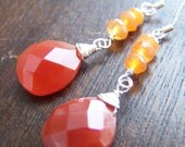 Carnelian Drop Earrings in Sterling Silver