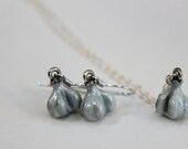 Garlic Vampire Protection in Pewter and Sterling Silver Jewelry Set