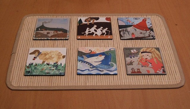 Set  of  6 illustrated  coasters