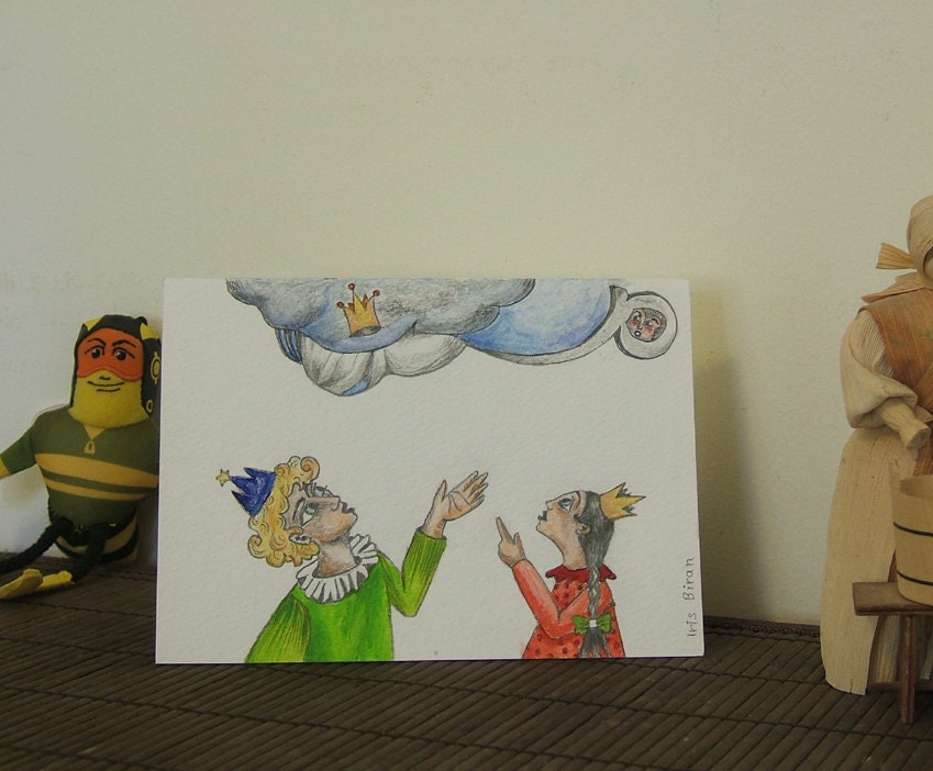 Original illustrated greeting card - Princes