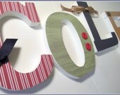 4 Wooden Letters  - VALUE PRICED Six Inch Letters - Any Color Scheme in this shop - Set of Four - Ships within 2 Weeks