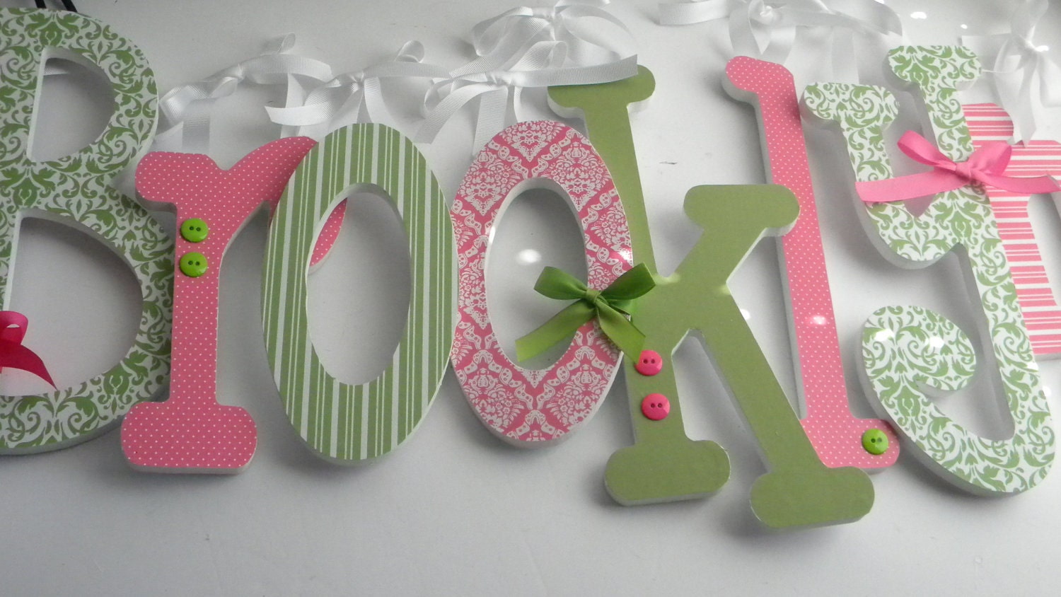 Wooden Letters for Nursery- WONDERFUL WATERMELON - Pinks and Greens-avail in any size or font in this shop