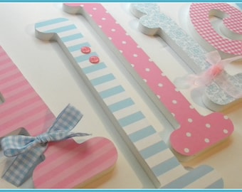 Wooden Letters -BABY PINK and BLUE Theme - Nursery Decor-avail in any size or font in this shop
