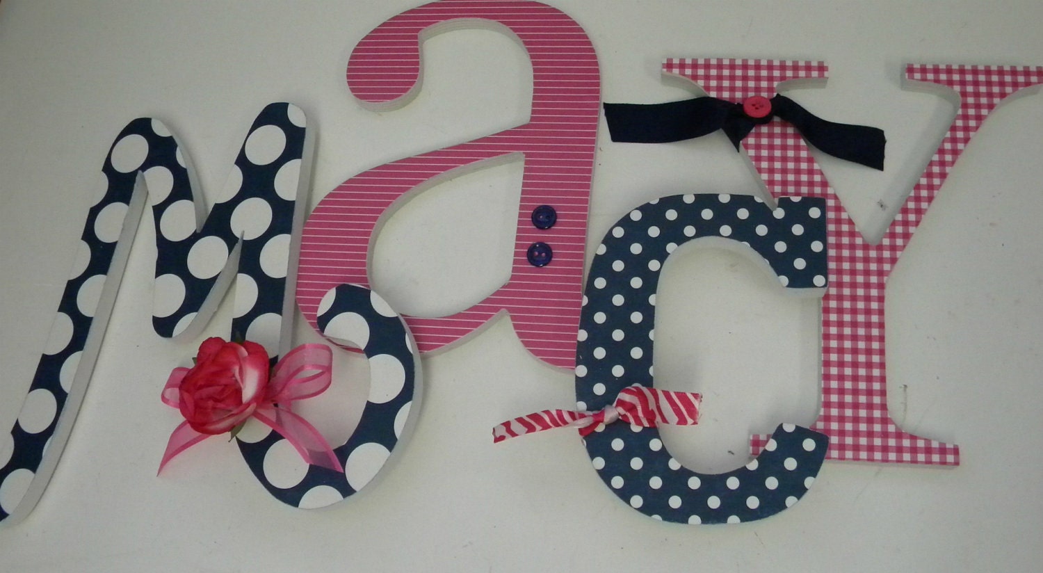 Wooden Letters Nursery - HOT PINK and NAVY Theme - Baby Girl-avail in any size or font in this shop