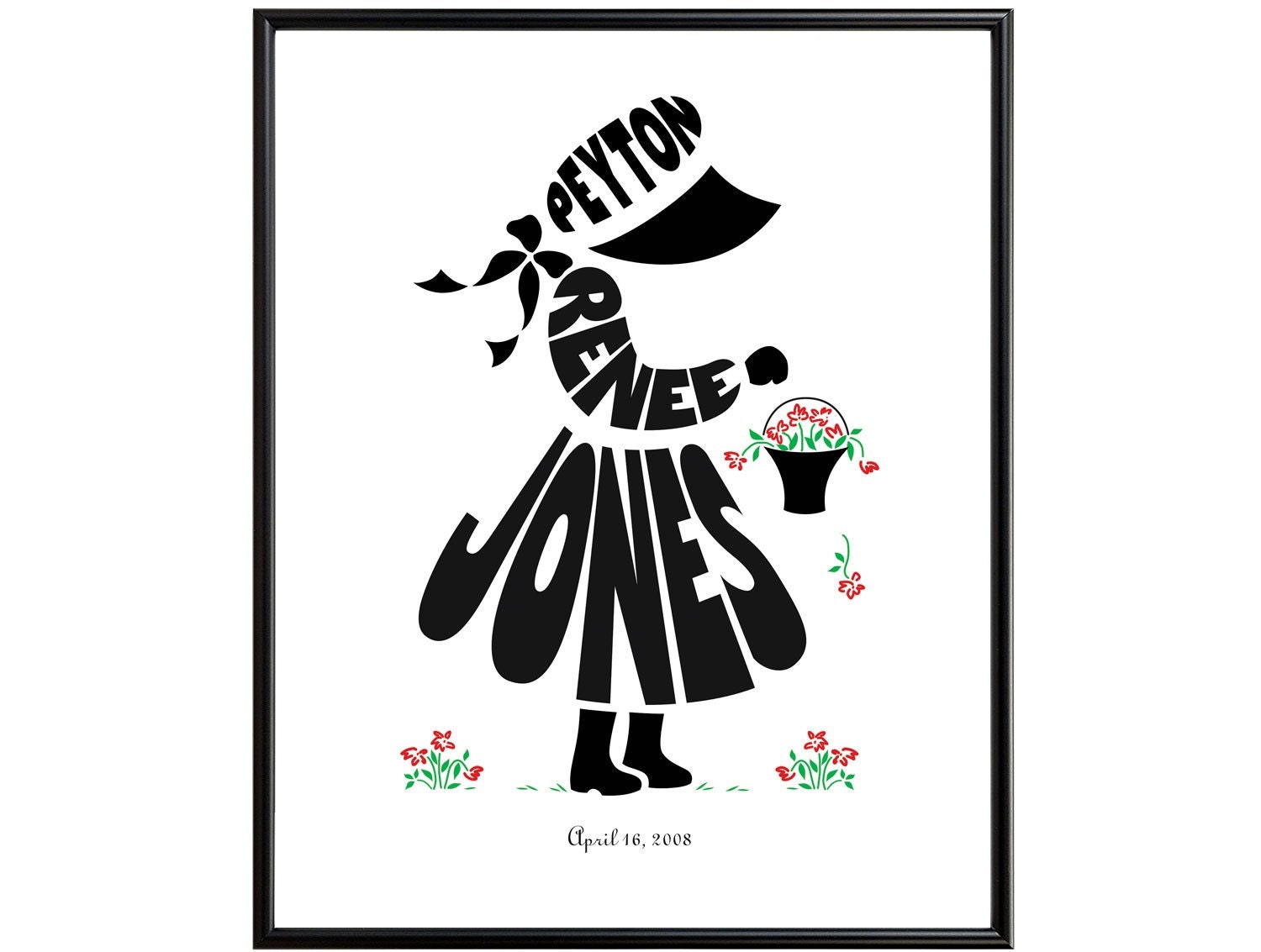 Personalized Little Girl Print - framed