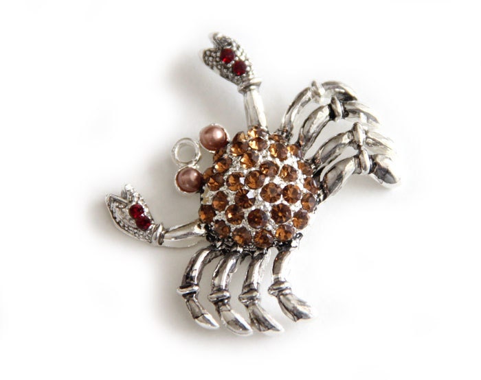 4 Pendants Crab Beetles Frog for Jewelry or Crafts