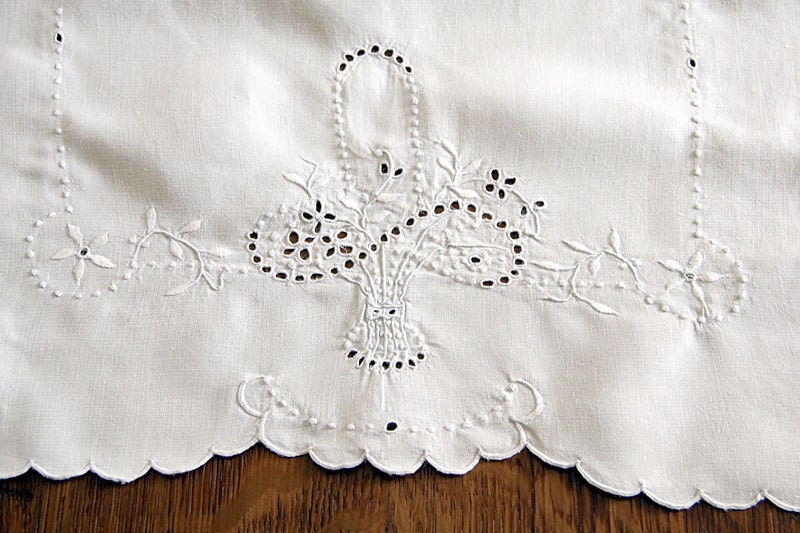 Pair Table Runners with Cut Work Baskets