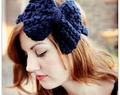 Large Bow Headband in Navy