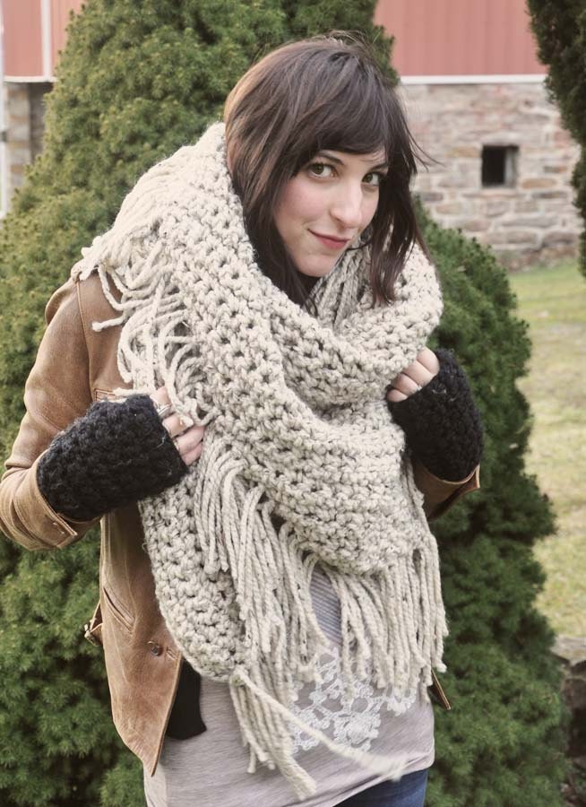 Triangle Shawl Scarf in Wheat
