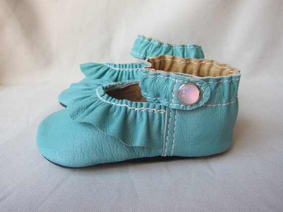 turquoise baby shoes