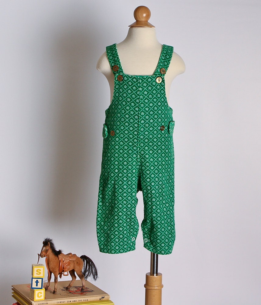 1970s / 1980s Green Corduroy Baby Overalls by StopTheClock on Etsy