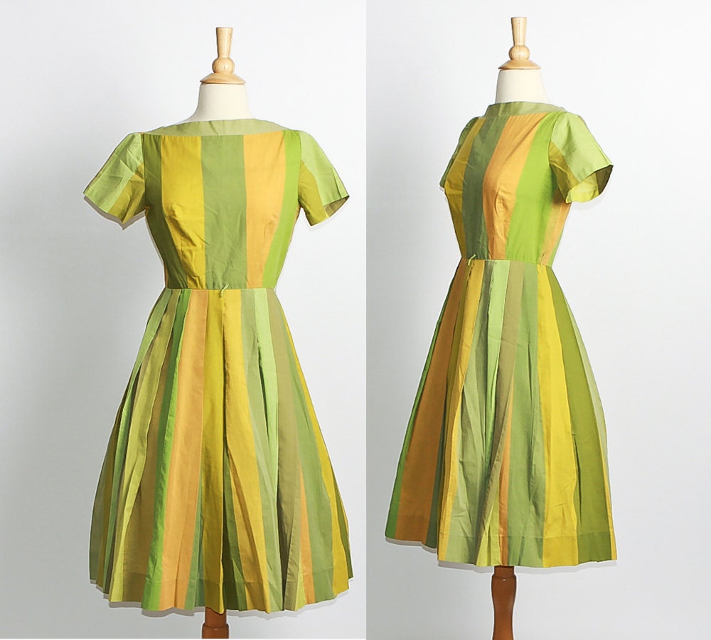 vintage 1950s Striped Dress / sale