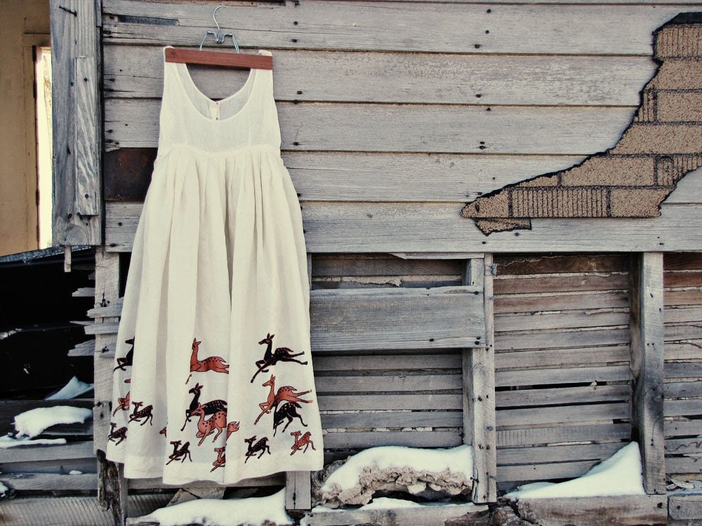RESERVED for Nadyne Hand Painted Deer Dress