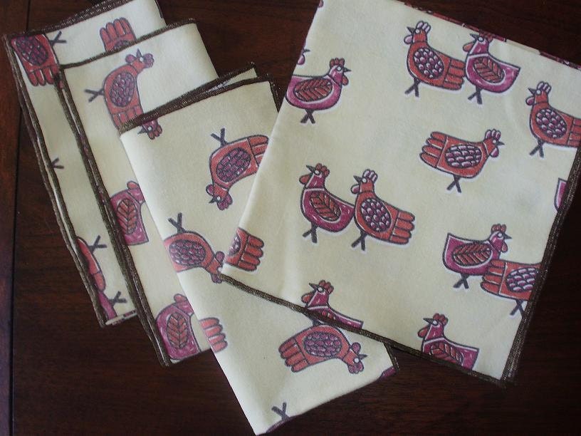 Rustic Chicken Cloth Napkins