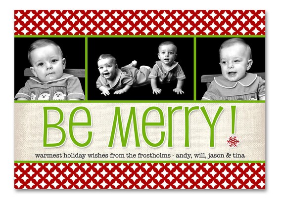 Be Merry DIY Printable Christmas Photo Card - Custom Holiday Card Il_570xn