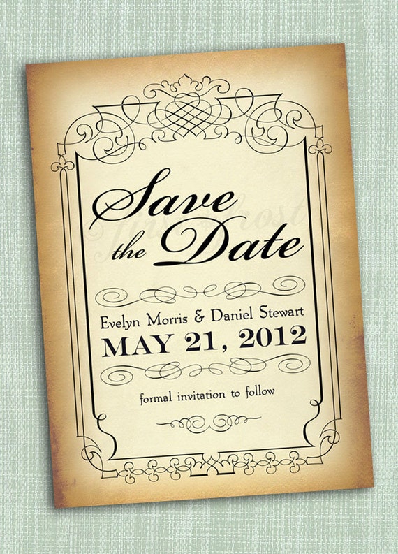 Vintage Style Save the Date Printable Card by firstfrostdesigns