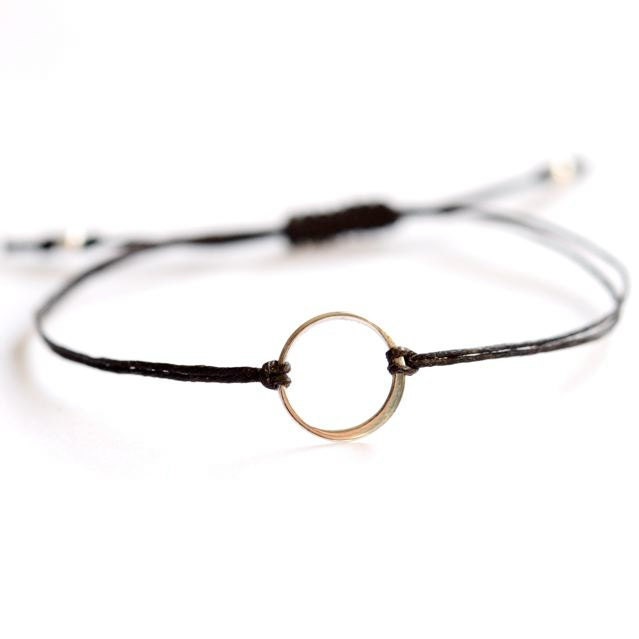sterling silver karma bracelet. Gray Irish linen cord