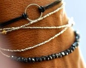 Silver bead beads bracelet. Triple wrap.