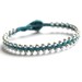 Knotted Linen Cuff bracelet -Sterling Silver with Teal blue waxed Irish linen cord