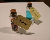 Alice in wonderland theme party - drink me, eat me tags WITH VIALS - 10 COUNT