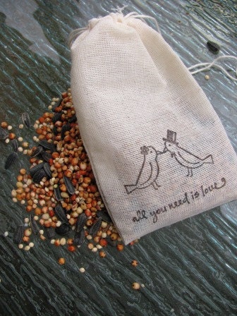 150 Bird seed filled muslin drawstring bags by PlantablesAndPaper