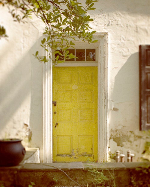 Pennsylvania Photography Yellow Door Old House Home Decor 8x10